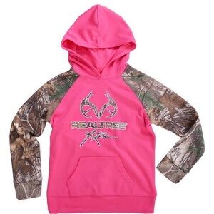 Realtree Women’s Camo Sleeve Pink Hoodie Sweatshirt Size M
